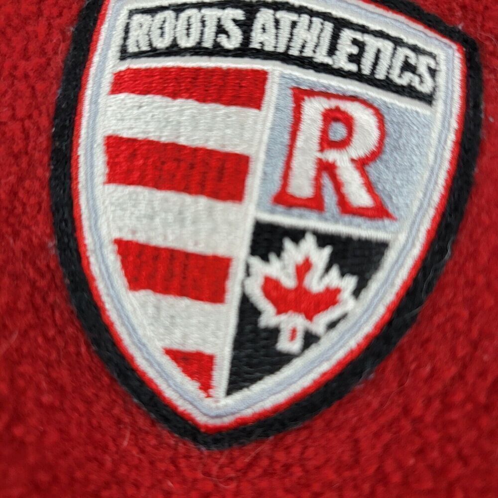 Roots Athletics Fleece Jacket Mens‎ Sz Large Red half Zip Canada 25 Years Winter - Picture 2 of 11